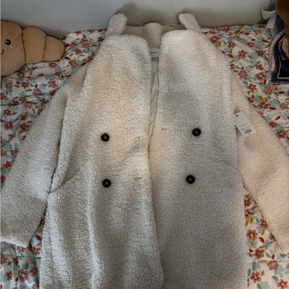 Nine West Ivory Sherpa Jacket